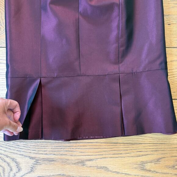 David Meister Cocktail Dress SZ 8 Burgundy Black Strapless Rosette Art Deco - Picture 5 of 8